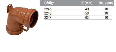 Codo a 87° 30’ H-HC con sujeción