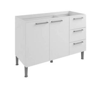 BAJO MESADA BLANCO BRILLO 1.20 CENTRAL TRAMONTINA 2 PTAS. 3 CAJONES